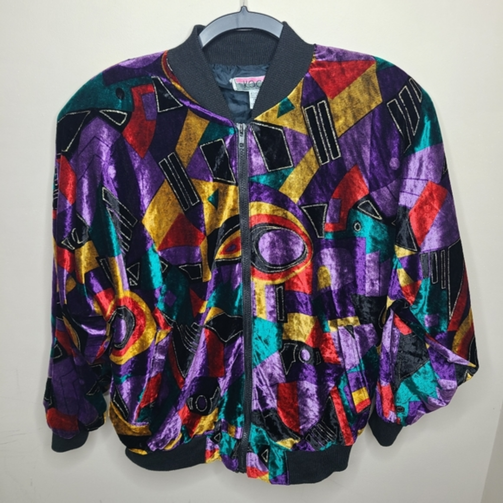 Vintage Velvet Bomber Jacket in Multicolor